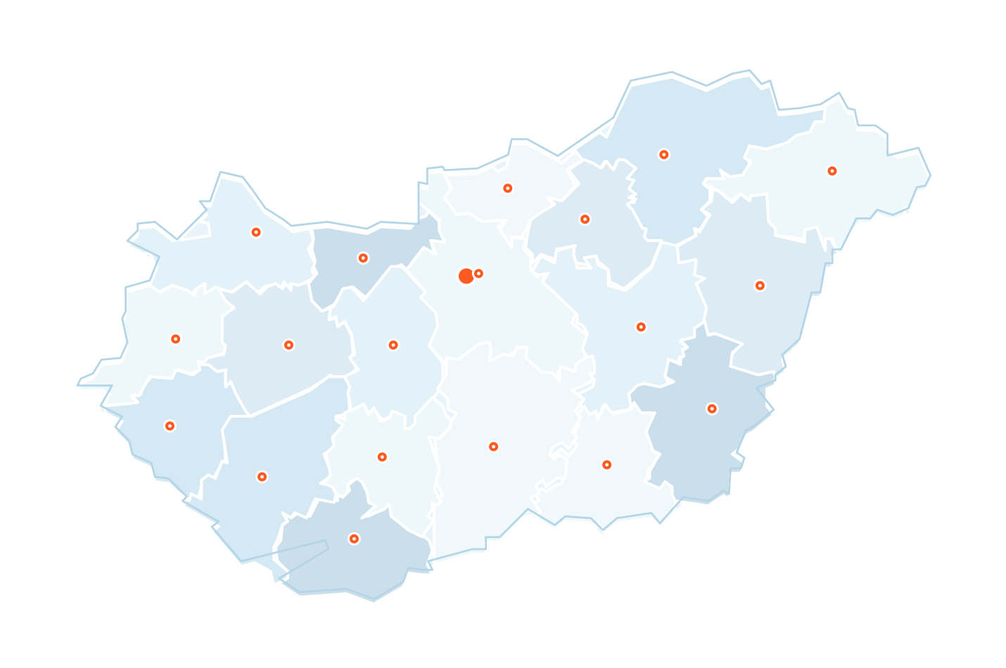 Magyarország megyeválasztó térképe