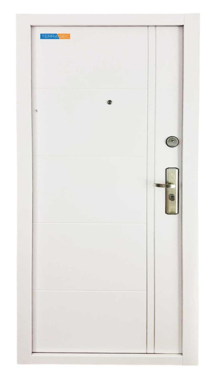 Fehér Terrasec biztonsági ajtó bérházba - Limited White Edition mintával Fehér Terrasec biztonsági ajtó bérházba - Limited White Edition mintával